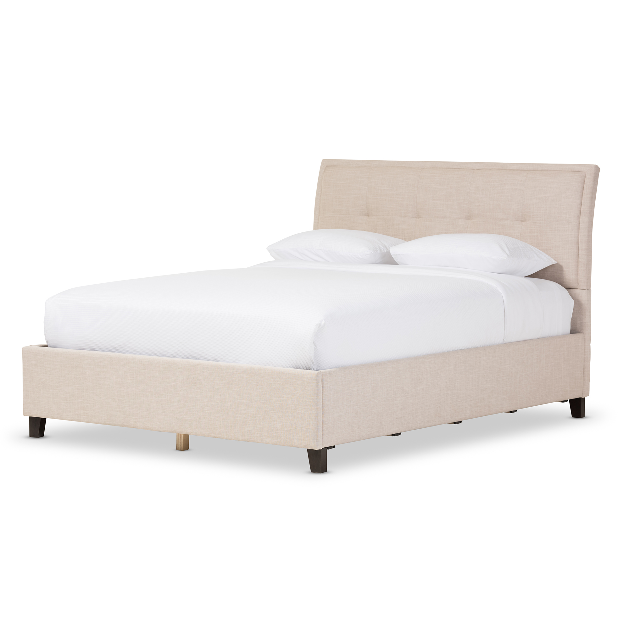 Baxton Studio Lea Modern and Contemporary Beige Mix-Linen Queen Size Storage Platform Bed